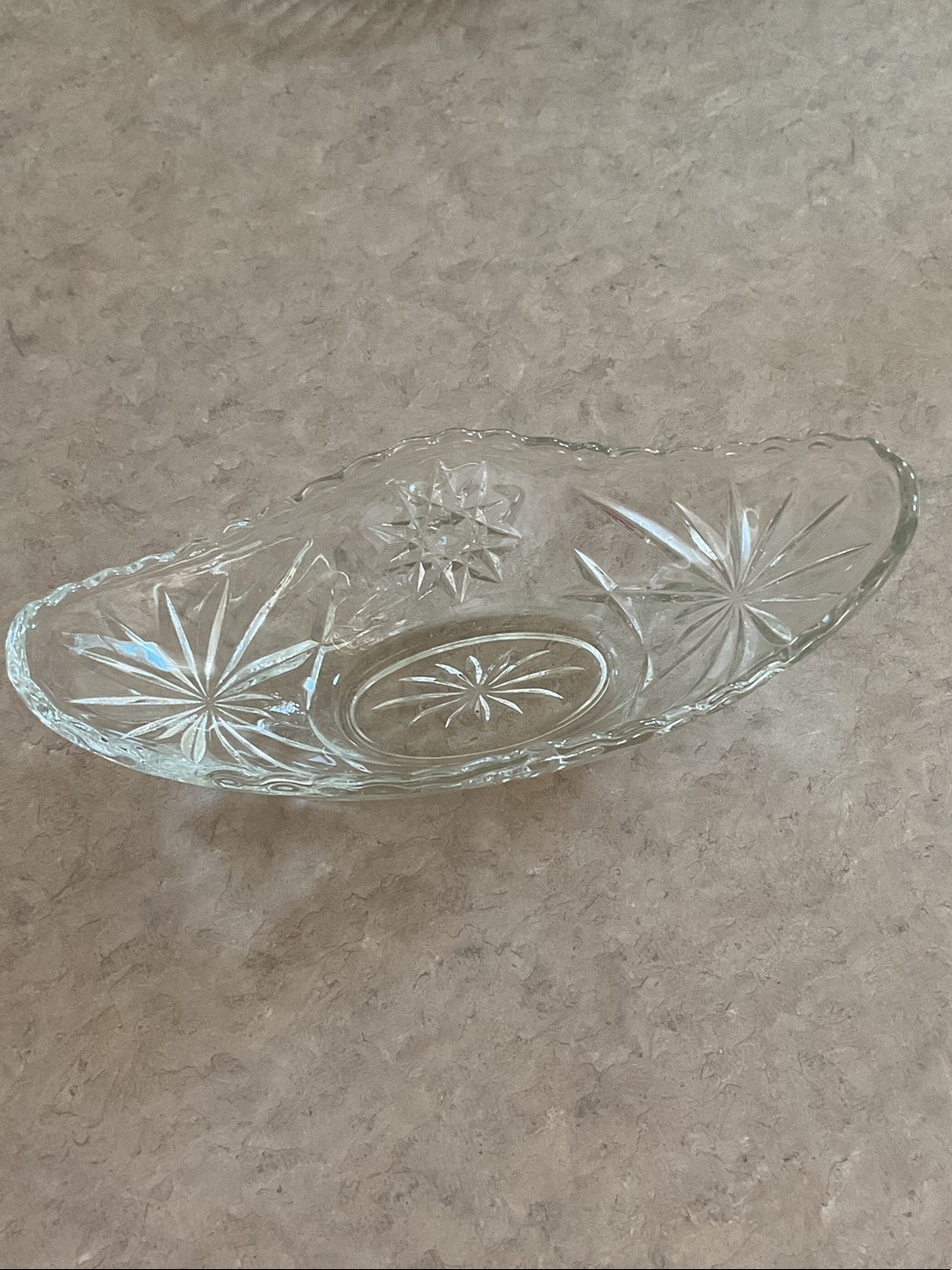 Anchor Hocking Star of David pressed glass serving dish Starburst Design